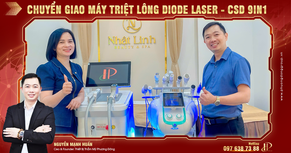 Chuyển giao Máy triệt lông Diode Laser BM-109 và Máy CSD 9 trong 1 tới Nhật Linh Beauty tạ